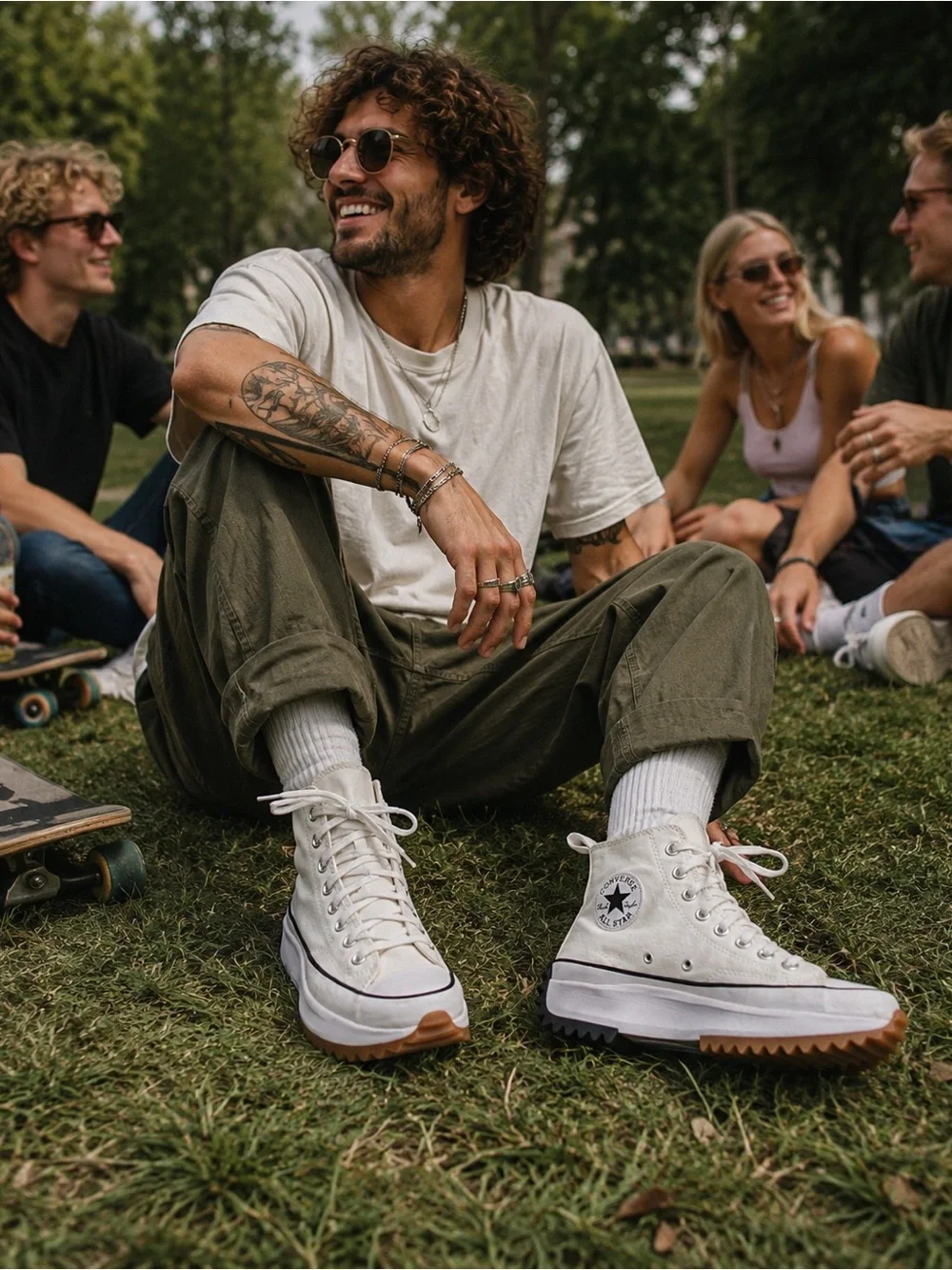 Converse Unisex White Run Star Hike Platform Sneaker Sz US Men 6.5/US Women 8 - Picture 1 of 13